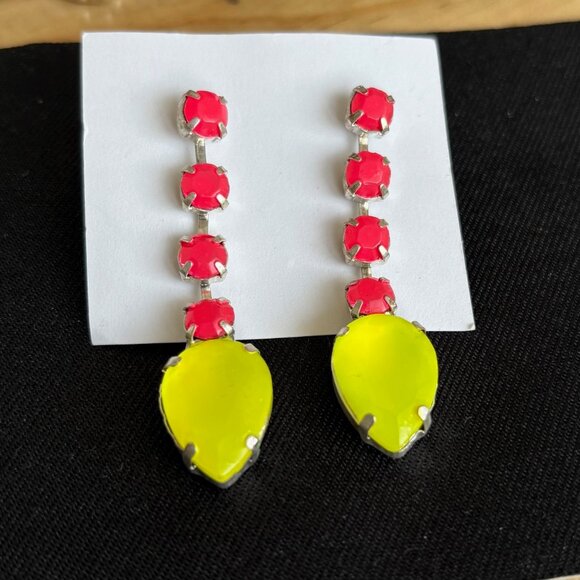 Three Pairs Of Fun Colourful Rhinestone Earrings Costume Jewellery - Picture 2 of 5